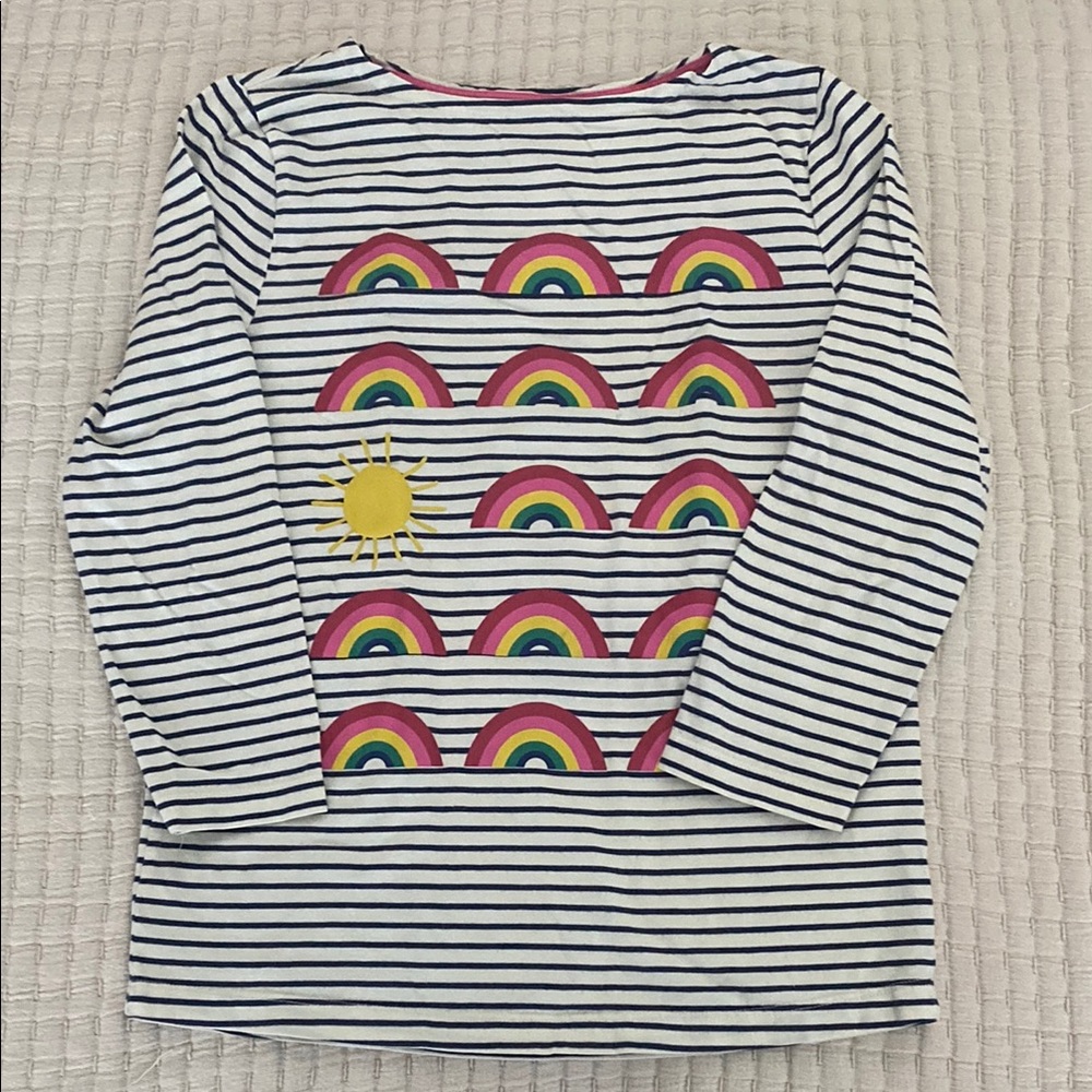 Mini Boden striped rainbow long sleeve tee